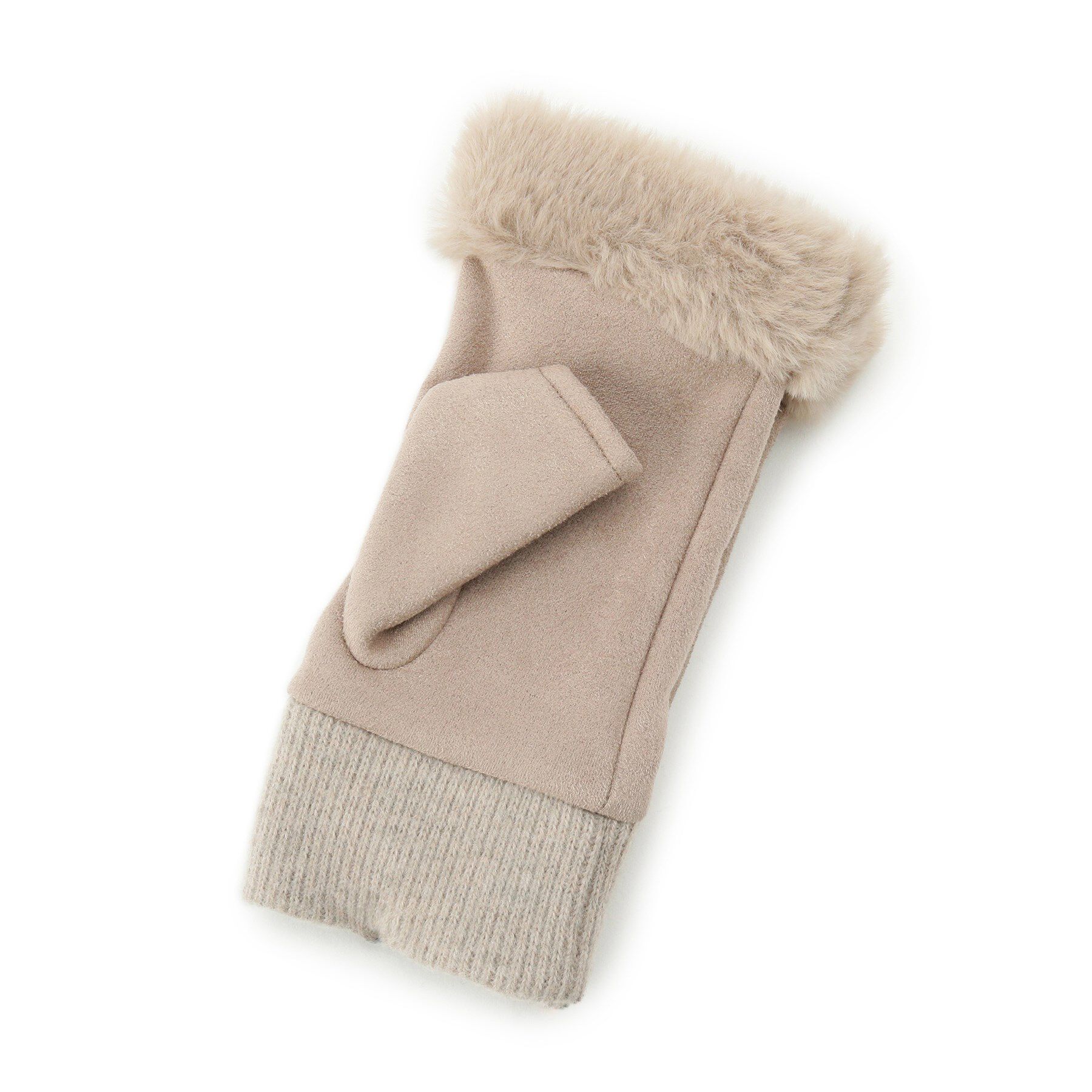 ITS&rsquo;DEMO「部分ファー指切りグローブ」|手袋|