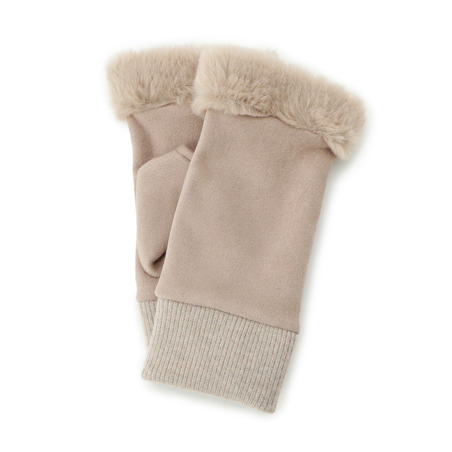 ITS&rsquo;DEMO「部分ファー指切りグローブ」|手袋|ベージュ(052)