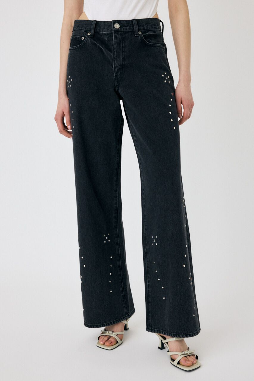 MOUSSY「FLORAL STUDDED バギー」|デニム|