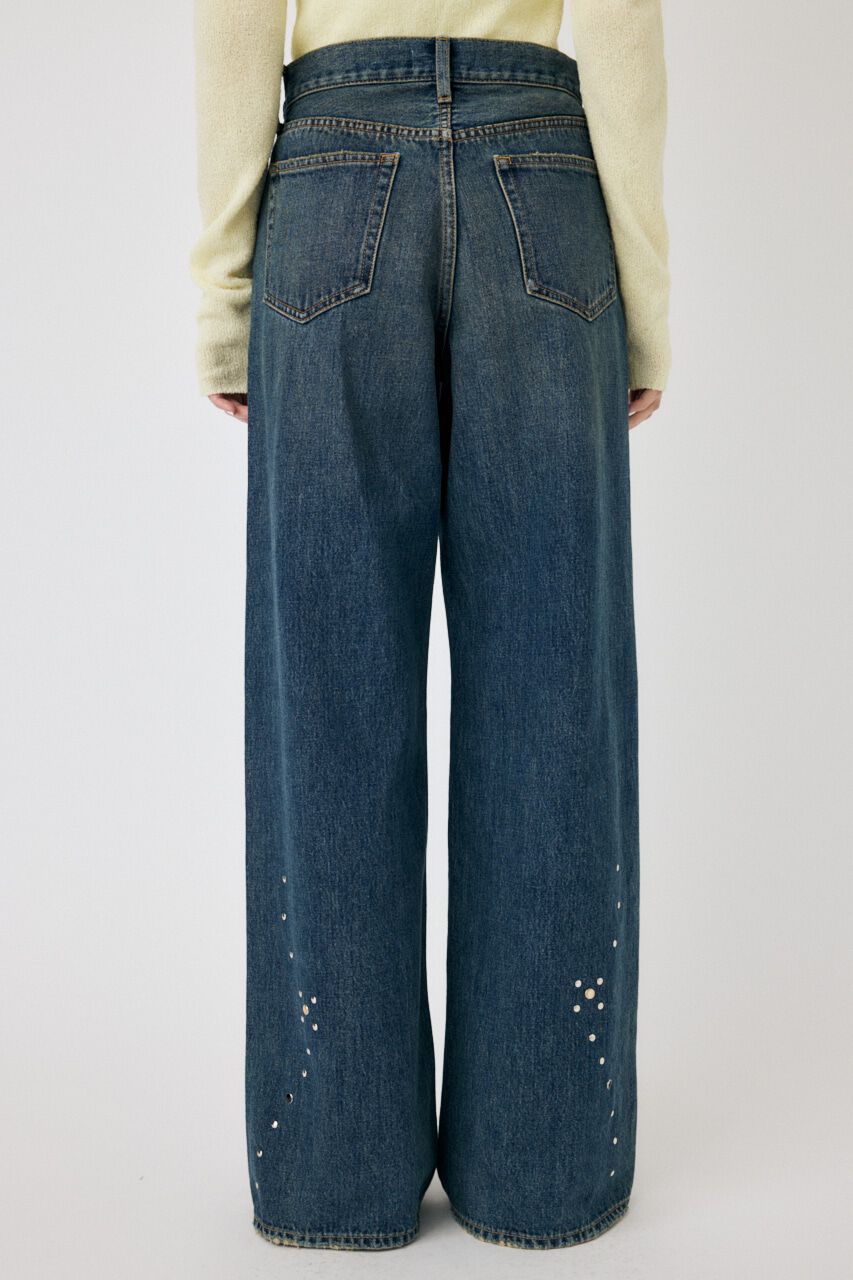 MOUSSY「FLORAL STUDDED バギー」|デニム|