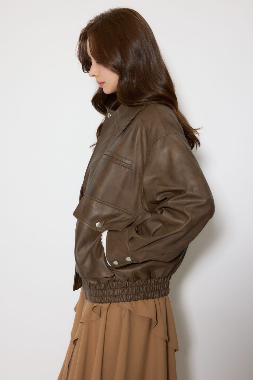 rienda「ライナー付きフェイクレザーブルゾン」|ブルゾン・スタジャン|