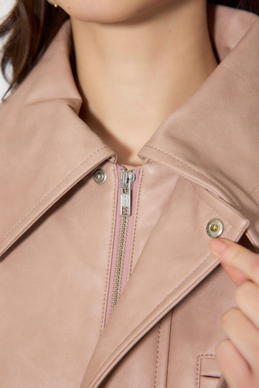 rienda「ライナー付きフェイクレザーブルゾン」|ブルゾン・スタジャン|