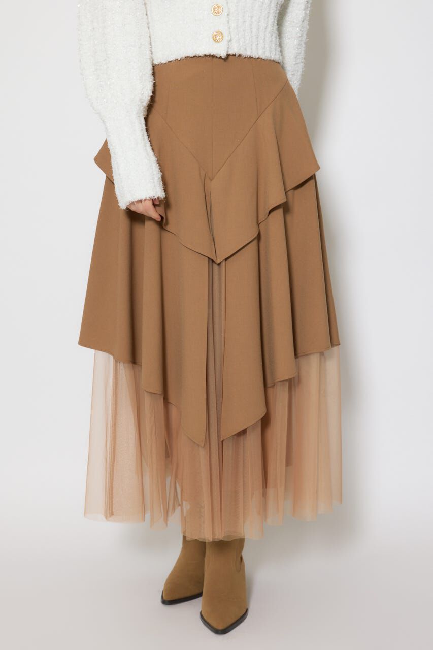 rienda「チュールレイヤードラッフルジャストウエストスカート」|スカート|