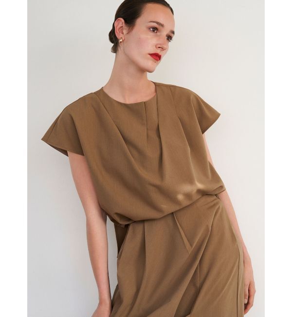 ELENDEEK「ASYME DRAPE BL」|シャツ・ブラウス|カーキ