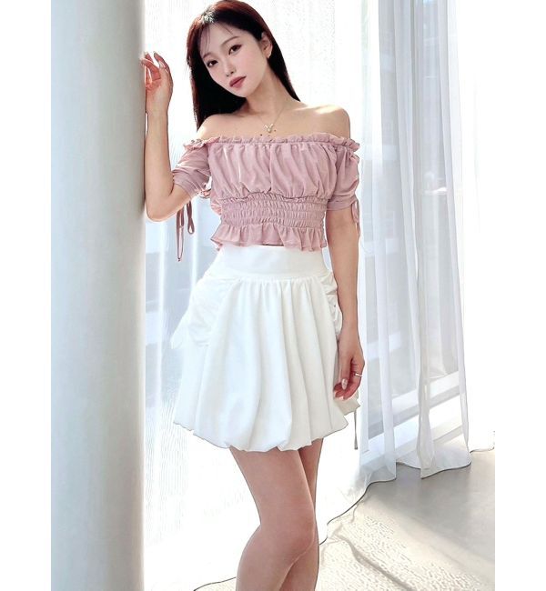 RESEXXY「シャーリングクロップドトップス」|Tシャツ・カットソー|