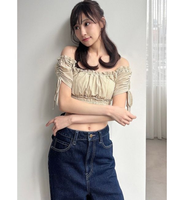 RESEXXY「シャーリングクロップドトップス」|Tシャツ・カットソー|