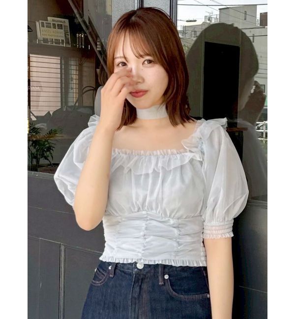 dazzlin「ネックピース付チュールブラウス」|シャツ・ブラウス|