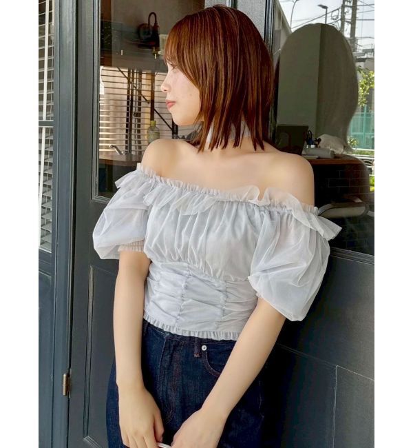 dazzlin「ネックピース付チュールブラウス」|シャツ・ブラウス|