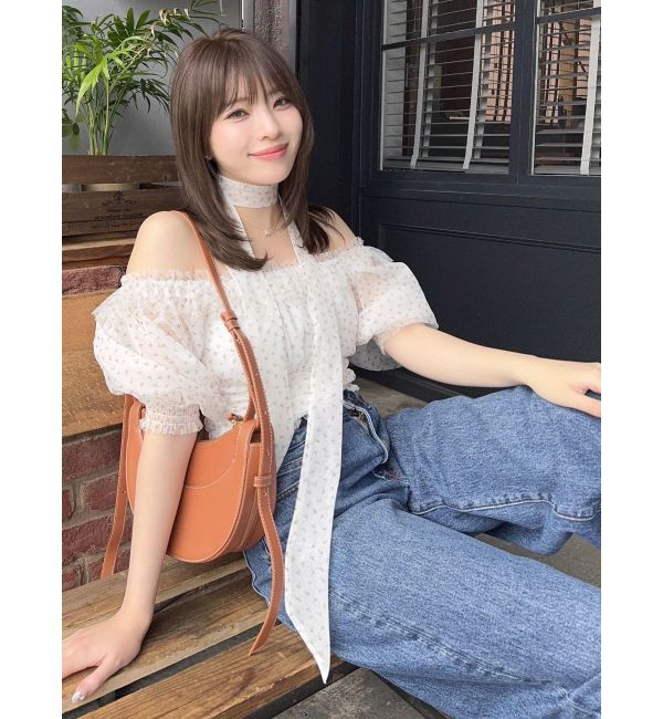 dazzlin「ネックピース付チュールブラウス」|シャツ・ブラウス|