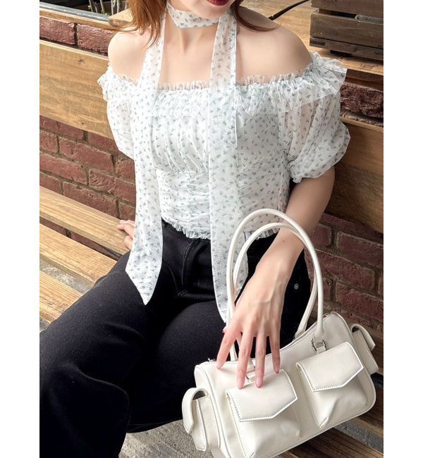 dazzlin「ネックピース付チュールブラウス」|シャツ・ブラウス|