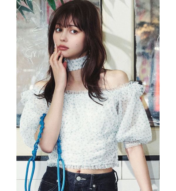 dazzlin「ネックピース付チュールブラウス」|シャツ・ブラウス|