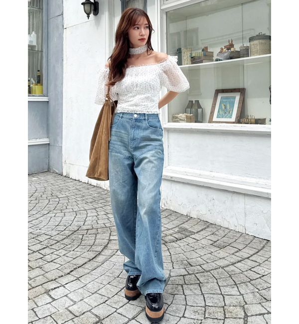 dazzlin「ネックピース付チュールブラウス」|シャツ・ブラウス|