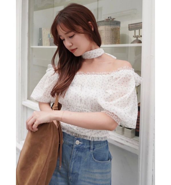 dazzlin「ネックピース付チュールブラウス」|シャツ・ブラウス|