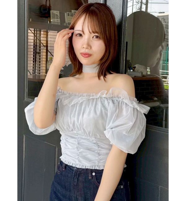 dazzlin「ネックピース付チュールブラウス」|シャツ・ブラウス|