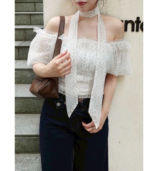 dazzlin「ネックピース付チュールブラウス」|シャツ・ブラウス|ピンク