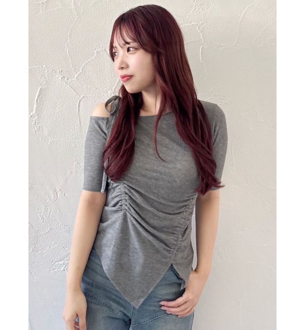 dazzlin「ワンショルギャザーカットトップス」|Tシャツ・カットソー|