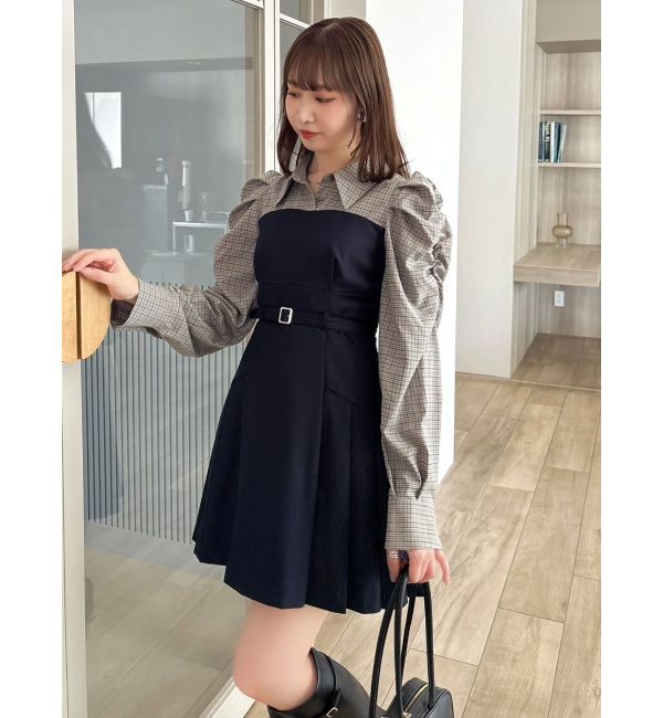 dazzlin「長袖レイヤードシャツミニワンピース」|ワンピース|