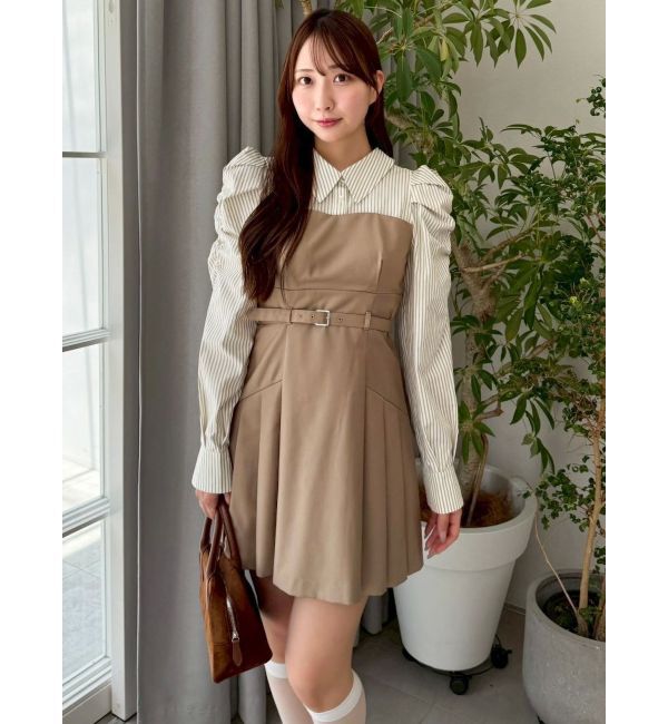 dazzlin「長袖レイヤードシャツミニワンピース」|ワンピース|