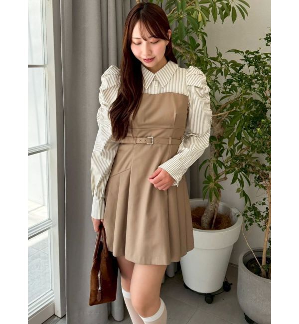 dazzlin「長袖レイヤードシャツミニワンピース」|ワンピース|