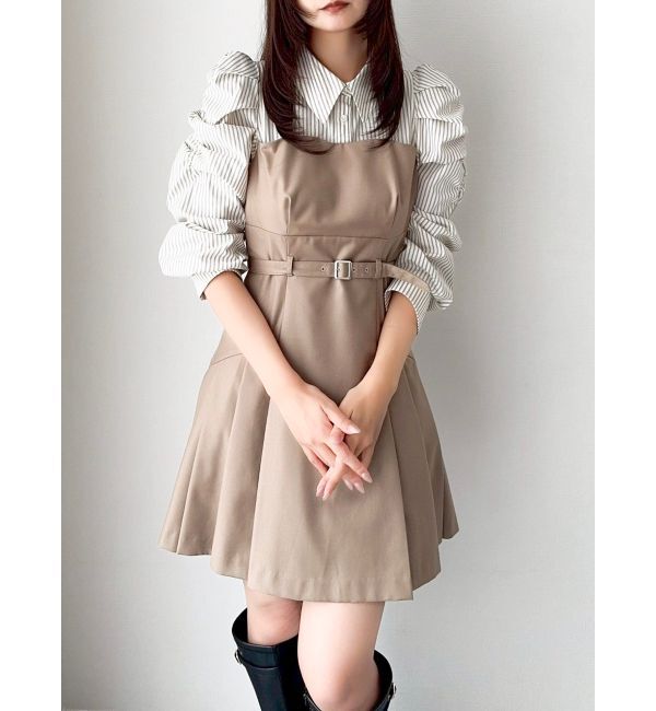 dazzlin「長袖レイヤードシャツミニワンピース」|ワンピース|