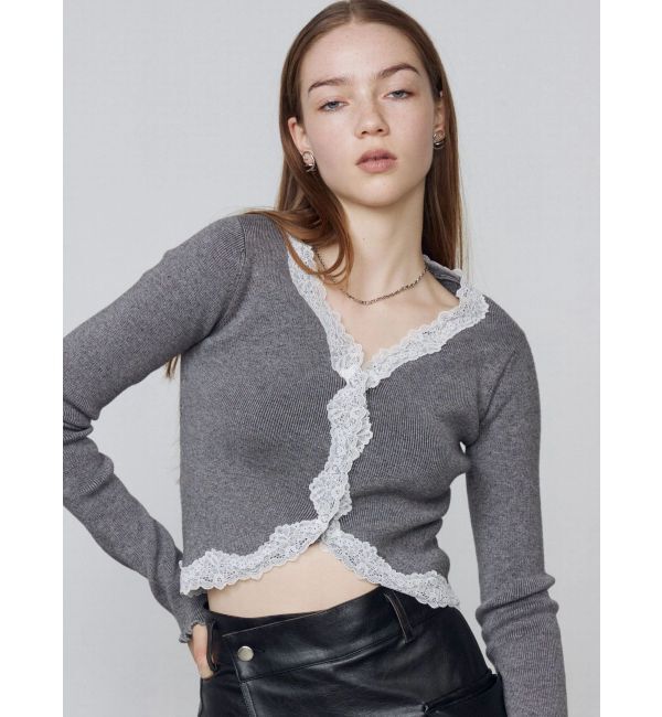 EMODA「レースエッジフィットリブトップ」|ニット・セーター|
