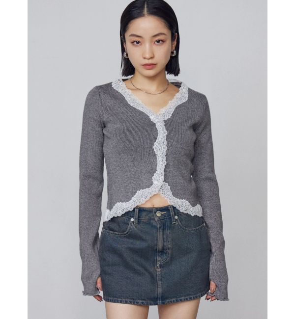 EMODA「レースエッジフィットリブトップ」|ニット・セーター|