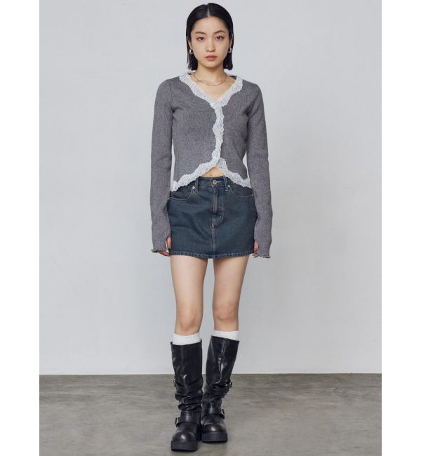 EMODA「レースエッジフィットリブトップ」|ニット・セーター|