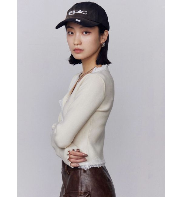 EMODA「レースエッジフィットリブトップ」|ニット・セーター|