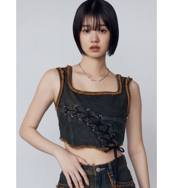 EMODA「カーブレースアップデニムビスチェ」|タンクトップ|