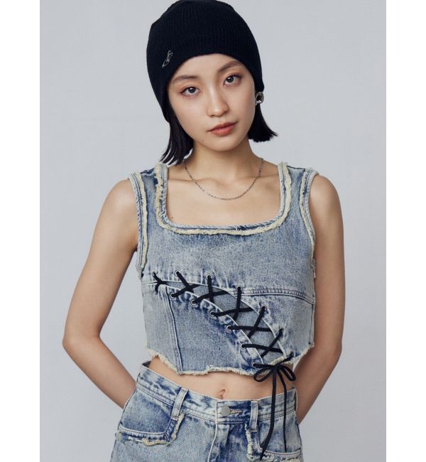 EMODA「カーブレースアップデニムビスチェ」|タンクトップ|