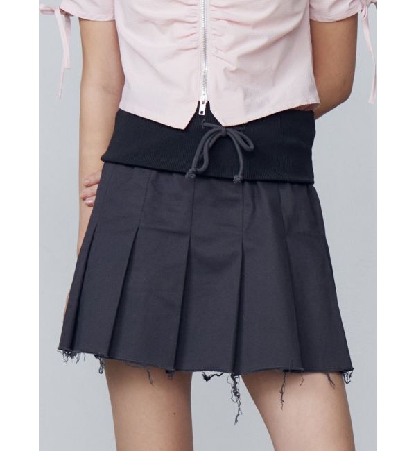 EMODA「リブワイドプリーツスカート」|スカート|グレー