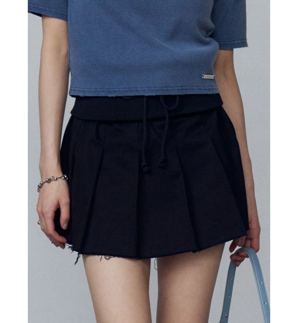 EMODA「リブワイドプリーツスカート」|スカート|ブラック