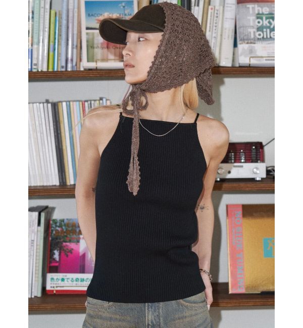 EMODA「【VEQUM】RIB HALTER NECK TOPS」|キャミソール|ブラック