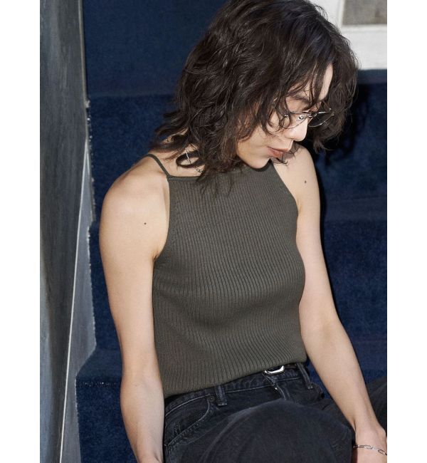 EMODA「【VEQUM】RIB HALTER NECK TOPS」|キャミソール|カーキ