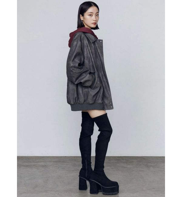 EMODA「ヴィンテージフェイクレザーブルゾン」|ブルゾン・スタジャン|