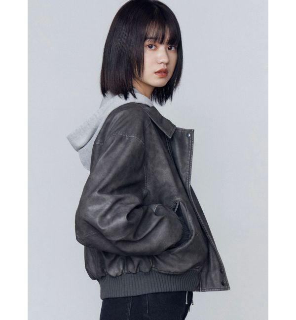 EMODA「ヴィンテージフェイクレザーブルゾン」|ブルゾン・スタジャン|