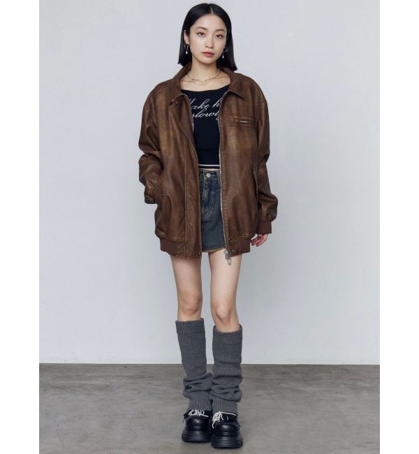 EMODA「ヴィンテージフェイクレザーブルゾン」|ブルゾン・スタジャン|