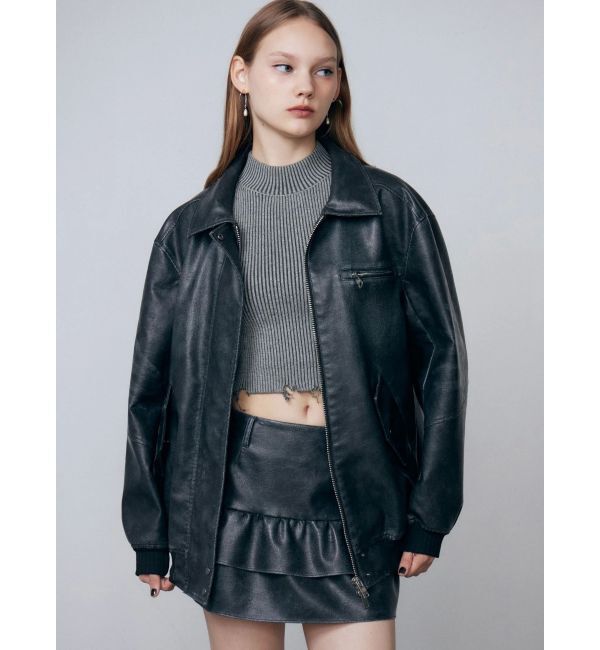 EMODA「ヴィンテージフェイクレザーブルゾン」|ブルゾン・スタジャン|