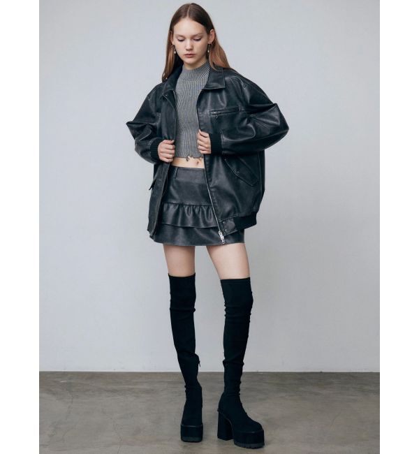 EMODA「ヴィンテージフェイクレザーブルゾン」|ブルゾン・スタジャン|