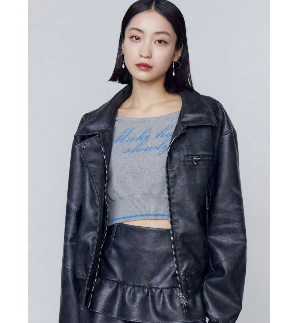 EMODA「ヴィンテージフェイクレザーブルゾン」|ブルゾン・スタジャン|