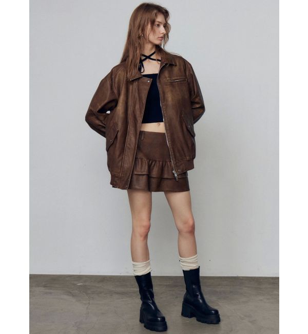 EMODA「ヴィンテージフェイクレザーブルゾン」|ブルゾン・スタジャン|