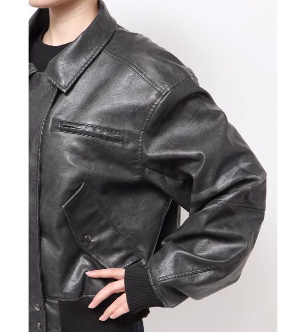 EMODA「ヴィンテージフェイクレザーブルゾン」|ブルゾン・スタジャン|