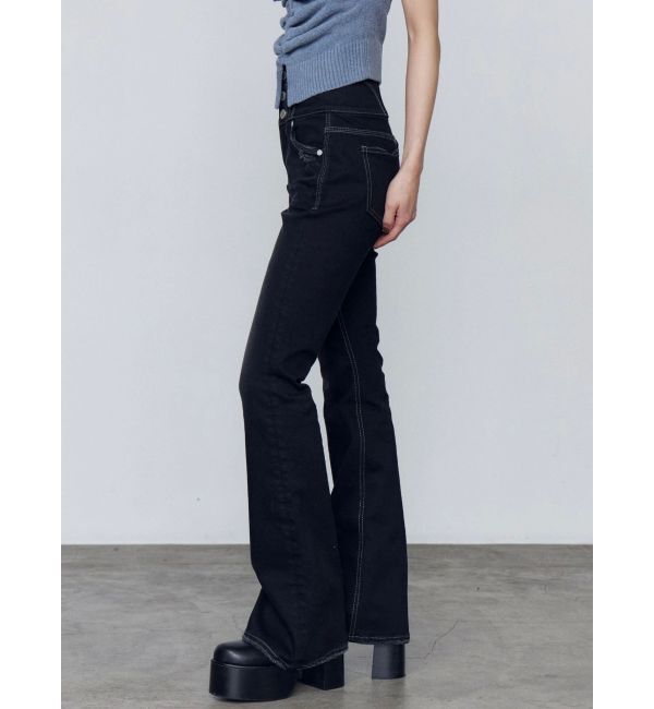 EMODA「スーパーハイウエストフレアパギンス」|デニム|