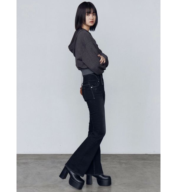 EMODA「スーパーハイウエストフレアパギンス」|デニム|