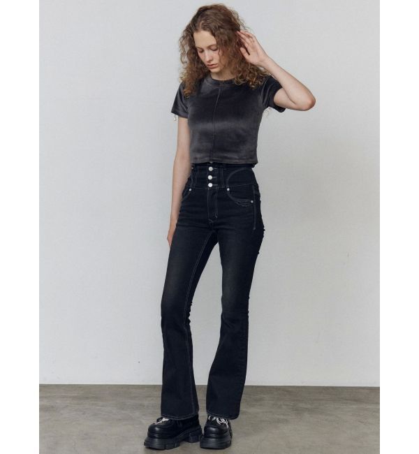 EMODA「スーパーハイウエストフレアパギンス」|デニム|