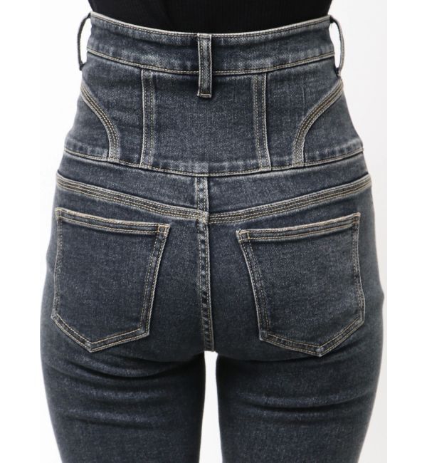 EMODA「スーパーハイウエストフレアパギンス」|デニム|