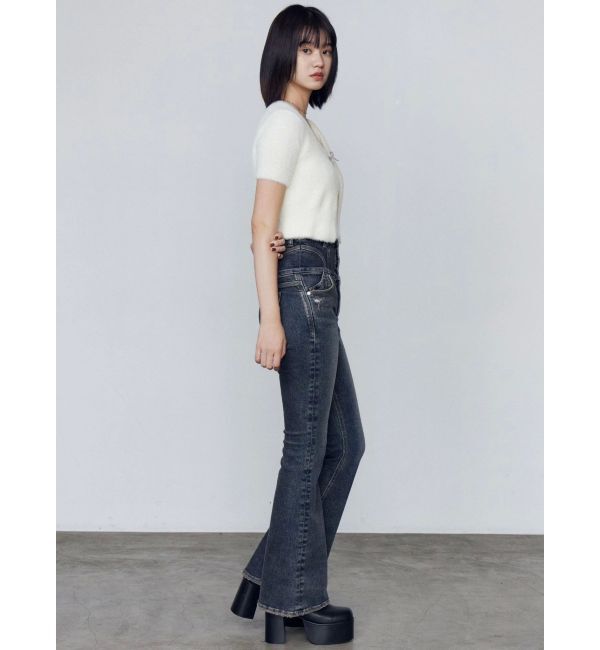 EMODA「スーパーハイウエストフレアパギンス」|デニム|