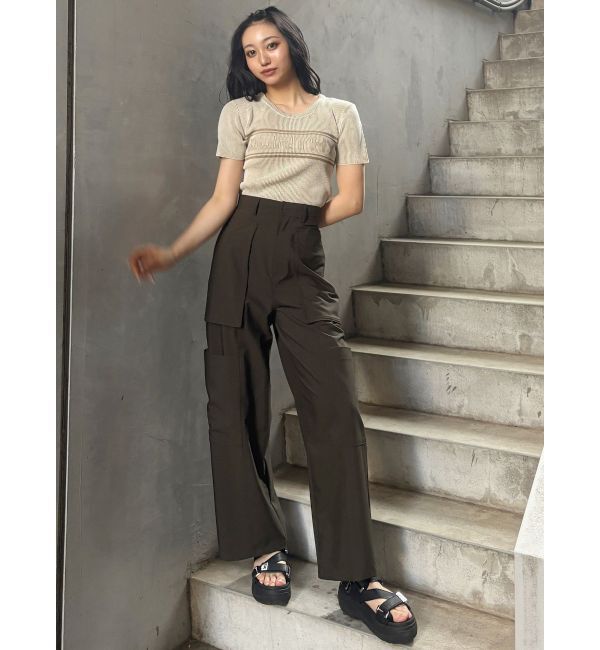 MURUA「バイカラーロゴハーフニット」|ニット・セーター|