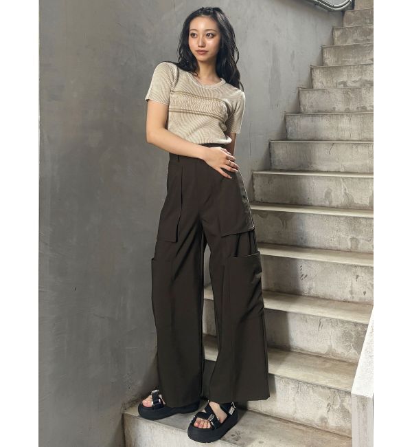 MURUA「バイカラーロゴハーフニット」|ニット・セーター|