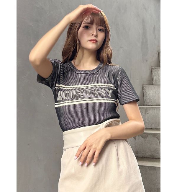 MURUA「バイカラーロゴハーフニット」|ニット・セーター|